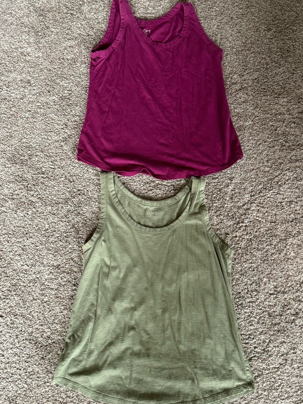 LOFT Women's Sleeveless Tank Top - maroon and Olive